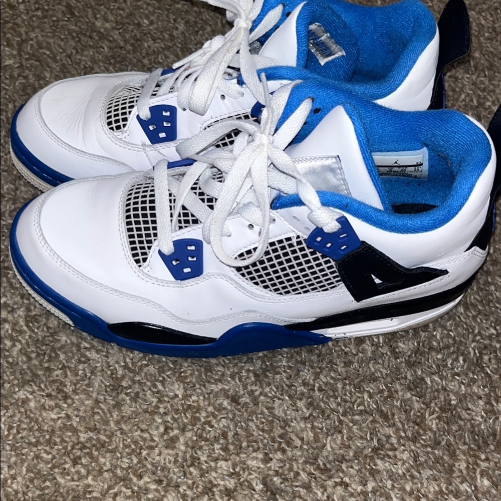 Kids White and Blue Athletic Shoes